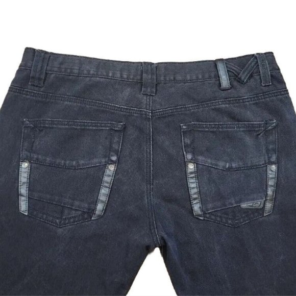 Vtg 90s Marc Buchanan Hip Hop Denim Jeans Leather trim pockets - Picture 2 of 14